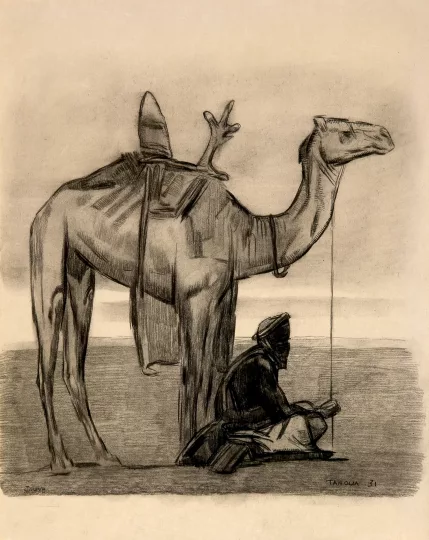 Paul JOUVE (1878-1973) - Méhari et targui assis, 1931