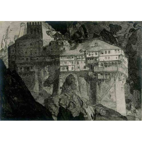 Monastère de Dionysos, Mont Athos, octobre 1917