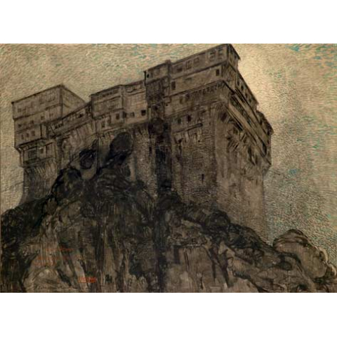 Monastère de Dionysos, Mont Athos, Août 1917