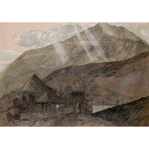 Le Mont Athos vu du monastère de Stravonikita. 1917