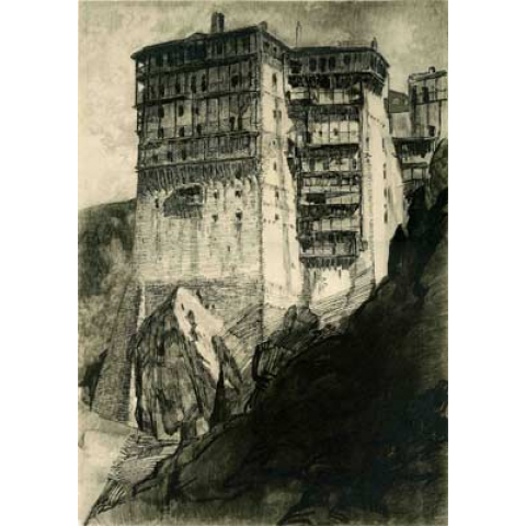 Monastère de Simonos Petra, Mont Athos, Août 1917