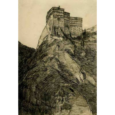 Monastère de Simonos Petra, Mont Athos, Août 1917