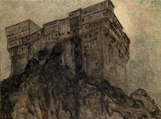 Paul JOUVE (1878-1973) - Monastère de Dionysos, Mont Athos, 1917