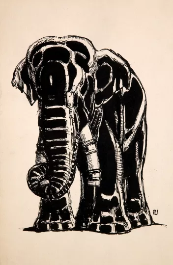 Paul JOUVE (1878-1973) - Éléphant, vers 1930.