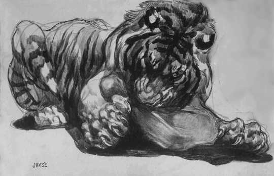 Paul JOUVE (1878-1973) - Lion eating