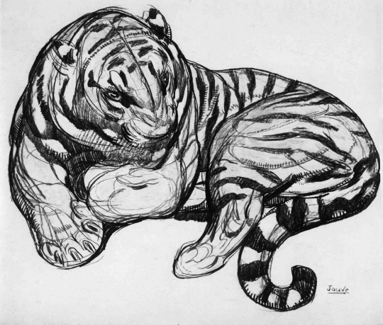 Paul JOUVE (1878-1973) - Tigre couché