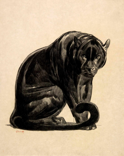 Paul JOUVE (1878-1973) - Panthère noire assise, 1925