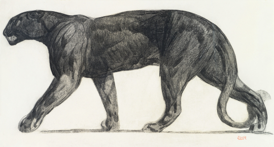 Paul JOUVE (1878-1973) - Panthère noire marchant, 1922.