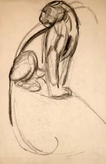 Paul JOUVE (1878-1973) - Panther sitting turning around, 1920