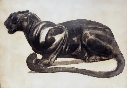 Paul JOUVE (1878-1973) - Panthère couchée. 
