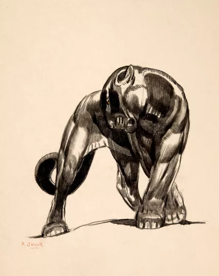 Paul JOUVE (1878-1973) - Panthère noire se retournant. Vers 1925.