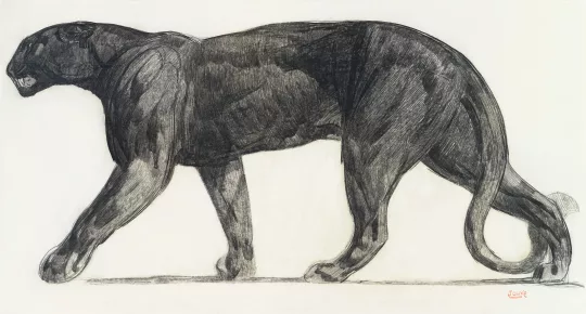 Paul JOUVE (1878-1973) - Panthère noire marchant, 1922.