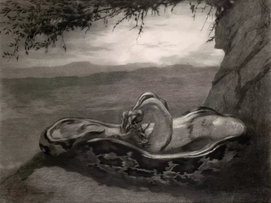 Paul JOUVE (1878-1973) - Python enserrant un daim, Boghar 1908