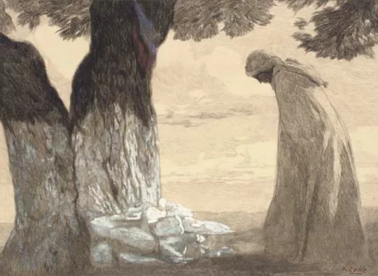 Paul JOUVE (1878-1973) - Arabe en prière devant la tombe d'un marabout, 1908
