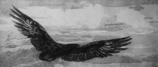 Paul JOUVE (1878-1973) - Aigle en plein vol (1)
