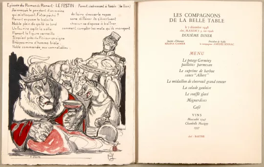 Paul JOUVE (1878-1973) - Menu des compagnons de la belle table, 1948