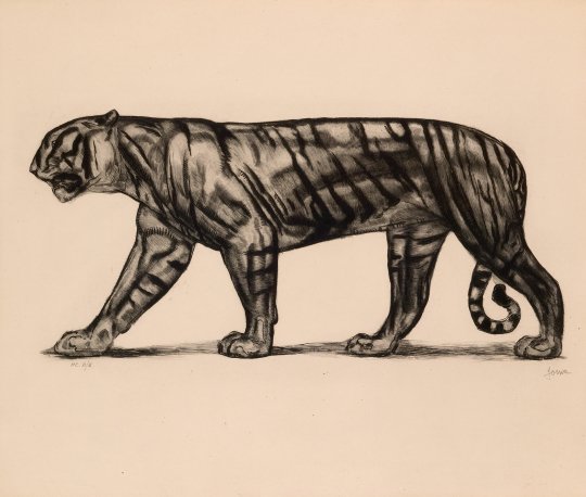 Paul JOUVE (1878-1973) - Tigre marchant. 1930.