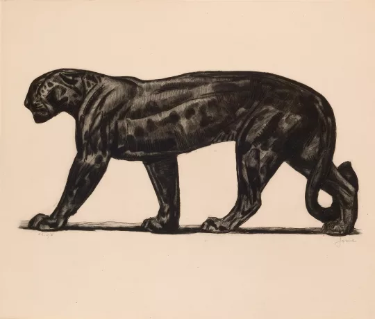 Paul JOUVE (1878-1973) - Panthère noire marchant. 1930