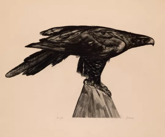 Paul JOUVE (1878-1973) - Aigle sur un rocher. 1930.