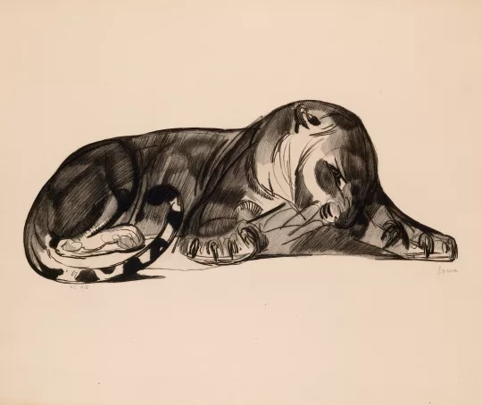 Paul JOUVE (1878-1973) - Panthère couchée. 1930.