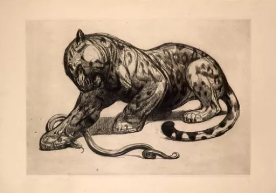 Paul JOUVE (1878-1973) - Jaguar et serpent. 1926.