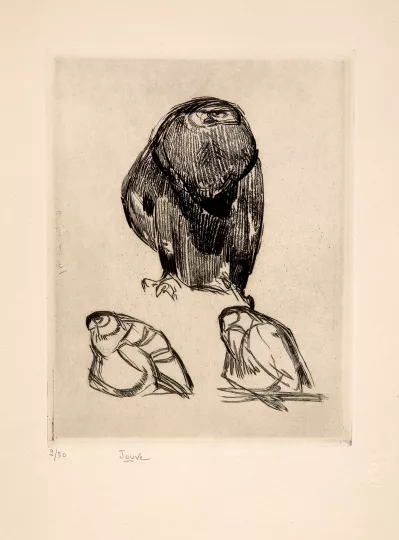 Paul JOUVE (1878-1973) - Aigle de face, vers 1929.