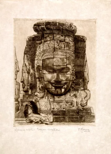 Paul JOUVE (1878-1973) - Tour aux quatre visages de Brahma, Bayon, Angkor, c1935