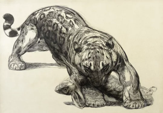 Paul JOUVE (1878-1973) - Jaguar and hare 1930