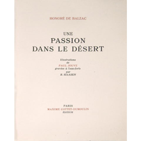 Une Passion dans le désert, d'Honoré de Balzac, 1949.