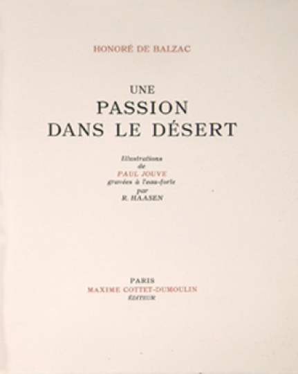 Paul JOUVE (1878-1973) - Une Passion dans le désert, d'Honoré de Balzac, 1949.