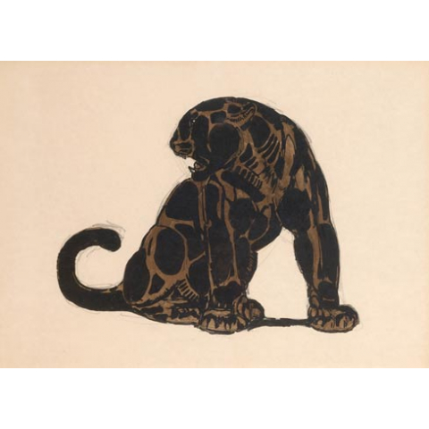 Black jaguar sitting. C 1930.