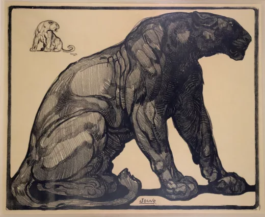 Vente par "Bayeux Enchères SVV" du 05/04/2021 - Jaguar noir assis. C 1910. (lot n°190)
