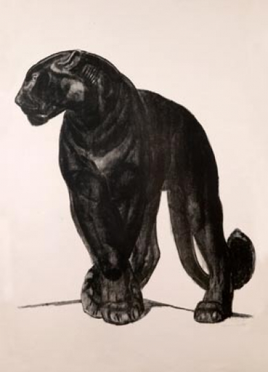 Paul JOUVE (1878-1973) - Black panther standing. 1929.