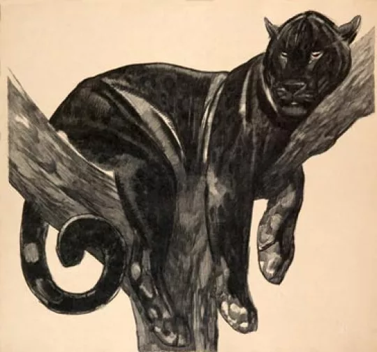 Paul JOUVE (1878-1973) - Panthère noire branchée 1927