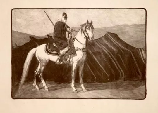 Paul JOUVE (1878-1973) - Cavalier arabe devant une tente 1910