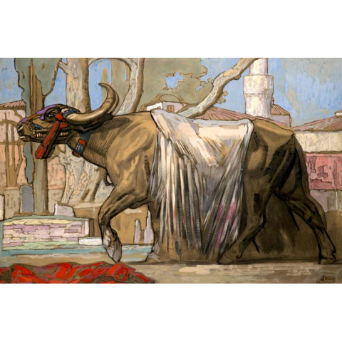 Macedonian buffalo, Salonique. 1917.