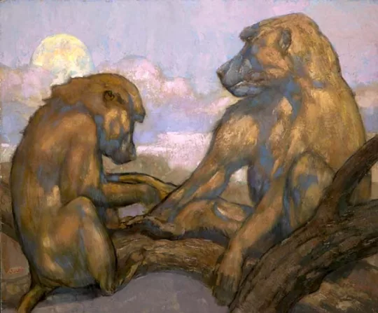 Paul JOUVE (1878-1973) - Babouins branchés, vers 1945