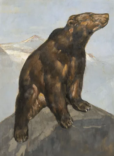 Paul JOUVE (1878-1973) - Ours brun sur un rocher.