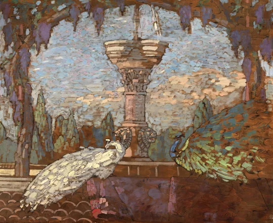 Paul JOUVE (1878-1973) - Le Jardin aux paons, Alger. Vers 1920.