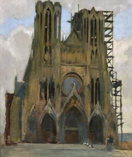 Paul JOUVE (1878-1973) - Cathédrale de Reims en travaux.