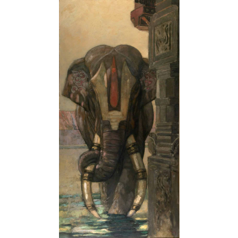 Sacred elephant of Madura. C1923.