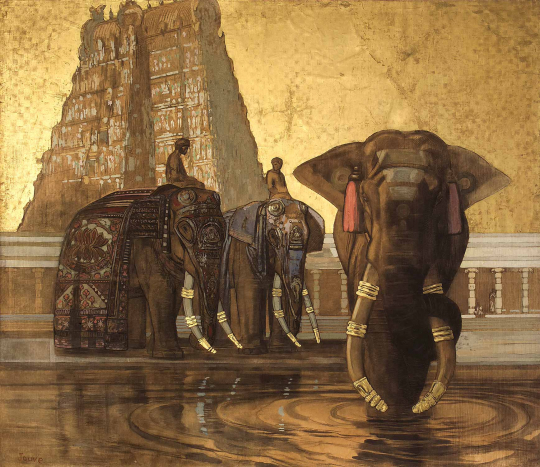 Paul JOUVE (1878-1973) - Sacred elephants of Madura. 1926.