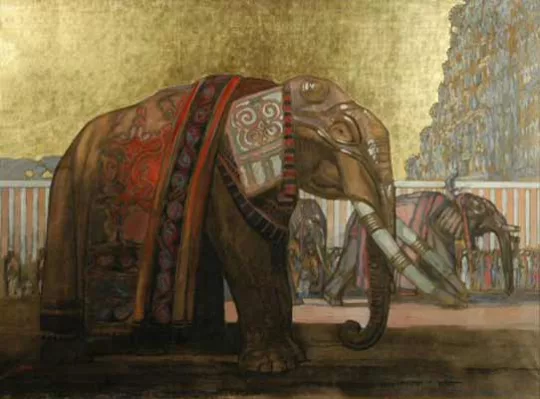 Paul JOUVE (1878-1973) - Éléphant sacré du temple de Madura. C 1925.
