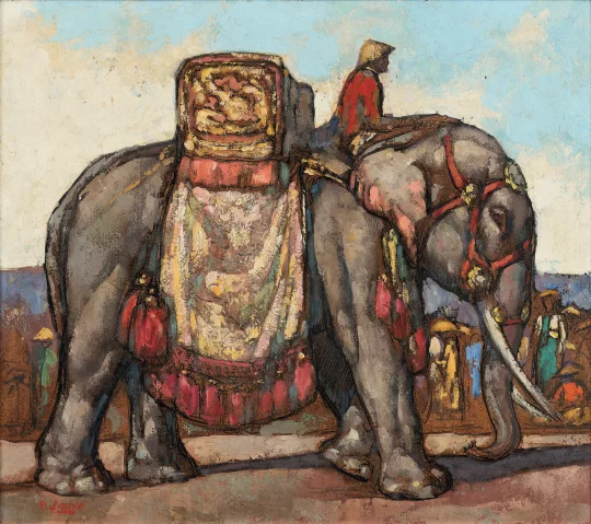 Paul JOUVE (1878-1973) - Éléphant caparaçonné. 1922.
