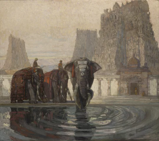 Paul JOUVE (1878-1973) - Les éléphants de Madurai, 1926.
