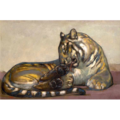 Tigre couché se léchant, 1922.
