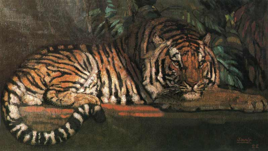 Paul JOUVE (1878-1973) - Tigre couché. 1922.