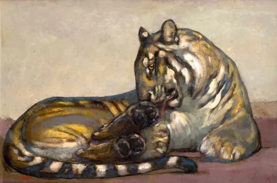 Paul JOUVE (1878-1973) - Tigre couché se léchant, 1922.
