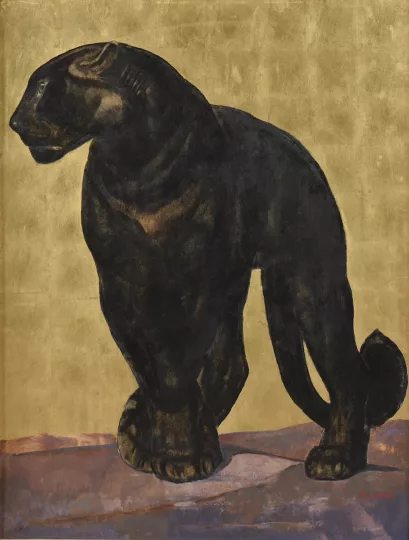 Paul JOUVE (1878-1973) - Panthère noire debout. Vers 1935.