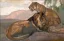 Paul JOUVE (1878-1973) - Lion couché et lionne assise, vers 1922.